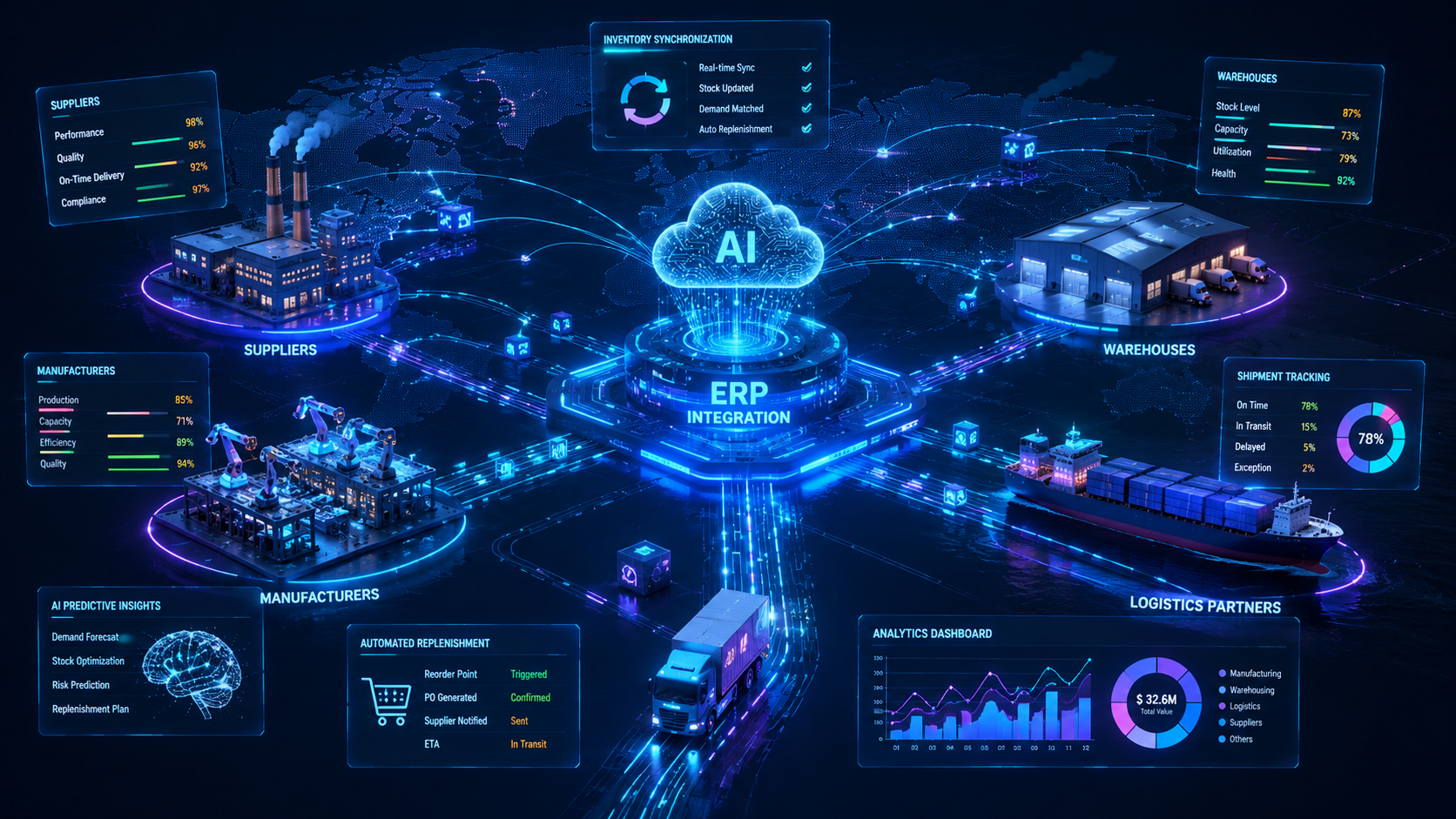 Vendor Managed Inventory and Supplier Portal — replenishment and delivery commitment workflow